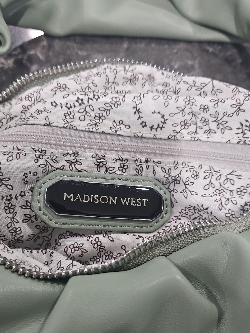 Madison West Mint Green Shoulder Bag with Floral Lining